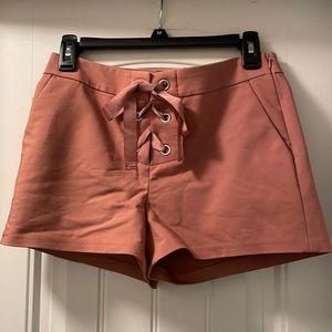 Express blush/mauve lace up shorts
